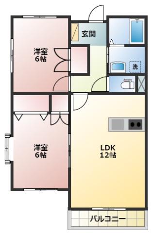 パストラルS(2LDK/2階)の間取り写真