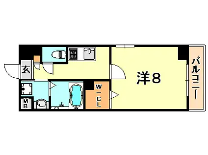 ウエストヒルズ大倉山(1K/7階)の間取り写真