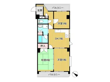 S・Kマンション(3DK/4階)の間取り写真