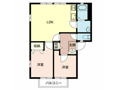 フレグランス池尻(2LDK/2階)の間取り写真
