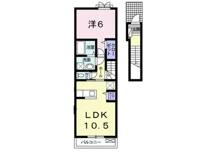 フェリーチェカーロII(1LDK/2階)の間取り写真