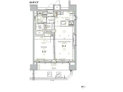 ラクラス蒲田II(1LDK/12階)の間取り写真