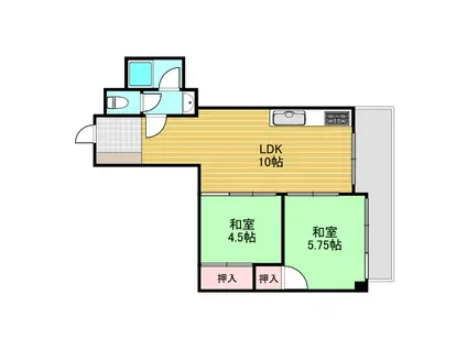 サニーヴィラ十三(2DK/8階)の間取り写真