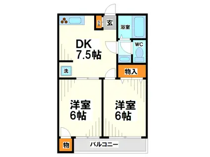 サンハイツ倉田(2DK/2階)の間取り写真