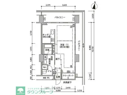 東雲キャナルコートCODAN17号棟(ワンルーム/10階)の間取り写真