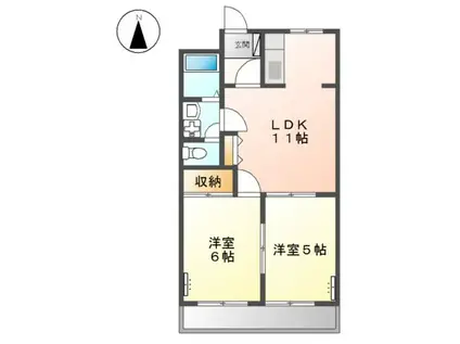 アメニティーハイツ(2LDK/2階)の間取り写真