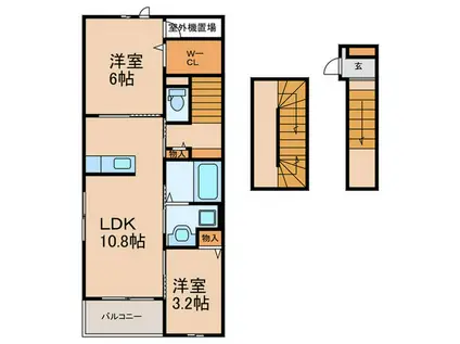 ファミリア長門石(2LDK/3階)の間取り写真