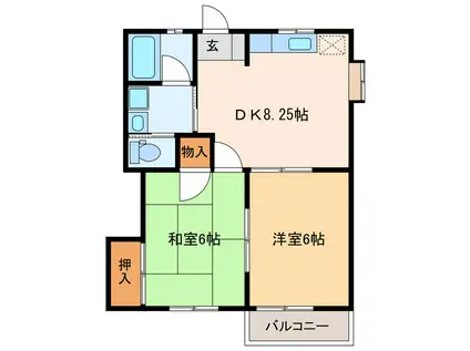 サーラスハマA・B・C・D・E(2DK/2階)の間取り写真