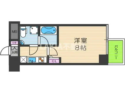 ザパーククロス阿波座(1K/3階)の間取り写真