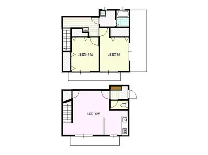 ベルモンゾII(2LDK/2階)の間取り写真