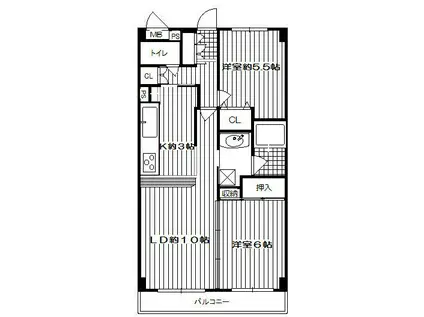 シーアイマンション東中野パークサイド(2LDK/2階)の間取り写真