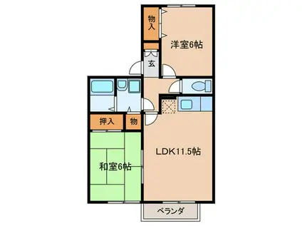 セジュールエスポアール(2LDK/2階)の間取り写真