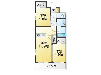 エクサ・スタチオ(2LDK/4階)の間取り写真