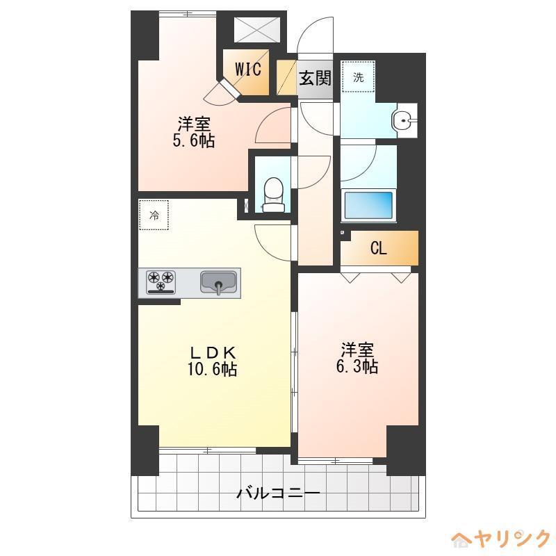 S-RESIDENCE大曽根BRESA(2LDK/2階)の間取り写真