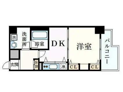 デルファーレ神戸三宮(1DK/6階)の間取り写真