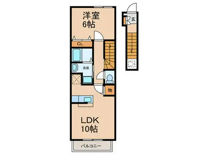 アルト・プエンテD(1LDK/2階)の間取り写真