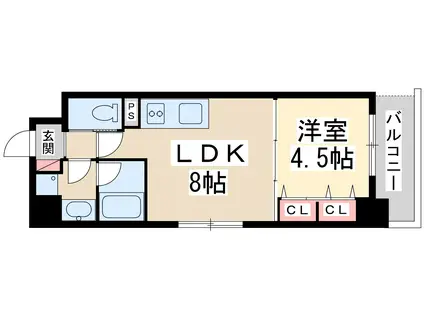 ブラービ新大阪(1LDK/8階)の間取り写真