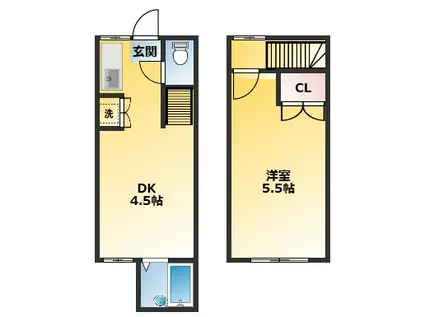 ビーンズハウス(1DK/1階)の間取り写真