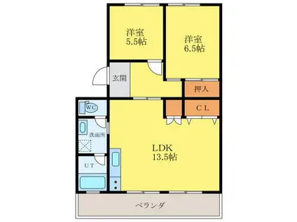 天神マンション(2LDK/4階)の間取り写真