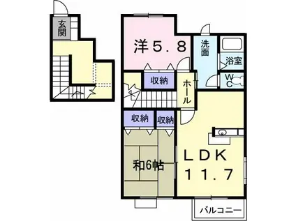 サンフローラA(2LDK/2階)の間取り写真