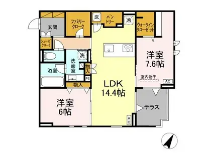 ベルグランデ(2LDK/1階)の間取り写真