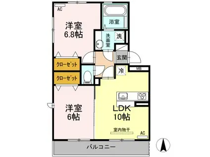 ヴィレッタ(2LDK/2階)の間取り写真