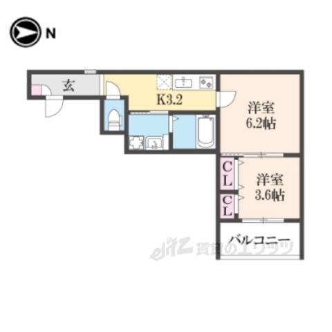 GRACIAS COURT山科ミュー(2K/2階)の間取り写真