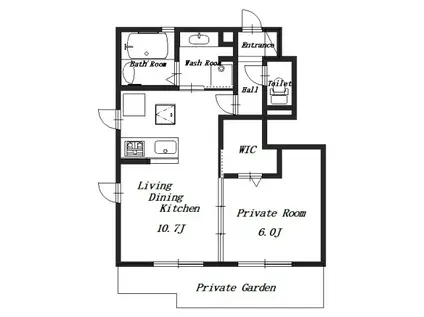メゾンポワール大和八木(1LDK/1階)の間取り写真