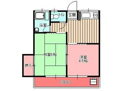 第一コーポ(2K/2階)の間取り写真