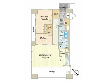 ザ・晴海レジデンス(2LDK/11階)の間取り写真