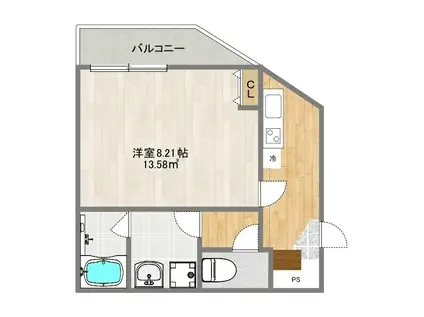 リックスバンビーノ(1K/2階)の間取り写真