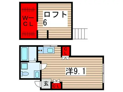 プリマ蒼(ワンルーム/1階)の間取り写真