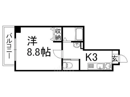 パルティール四条(1K/4階)の間取り写真