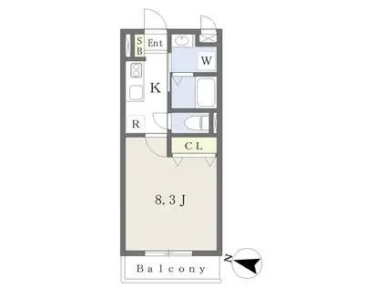 サニークレストOZU(1K/2階)の間取り写真