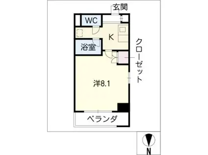 楽RAKU荘(1K/4階)の間取り写真