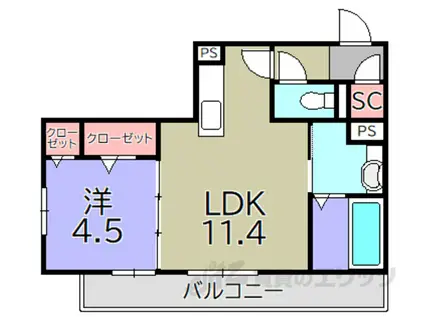 シャルール(1LDK/2階)の間取り写真