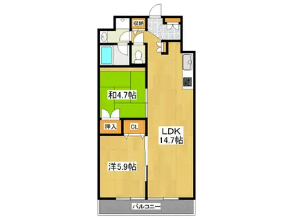 オクドテラス(1SLDK/2階)の間取り写真