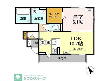 クリビア(1LDK/1階)の間取り写真