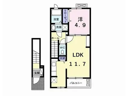 ヒルメゾン(1LDK/2階)の間取り写真