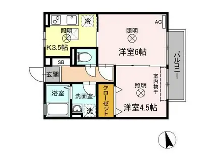 ROSE GARDEN(2K/1階)の間取り写真