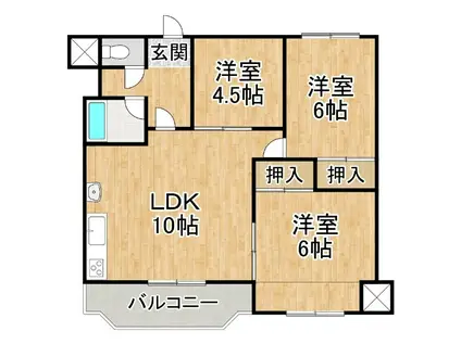 サンブライトハイツ1(3LDK/5階)の間取り写真