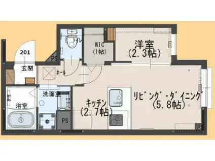 TWEEDIA(1LDK/2階)の間取り写真