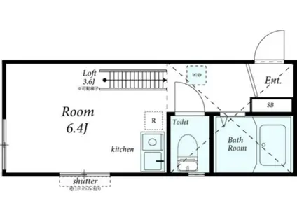ジーエーヒルズ白楽2(ワンルーム/1階)の間取り写真