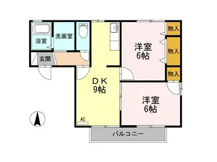 セジュールMGV(2DK/2階)の間取り写真