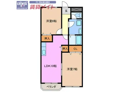 ロビンス(2LDK/2階)の間取り写真