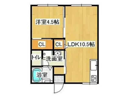 コーポ朝日B棟 101(1LDK/1階)の間取り写真