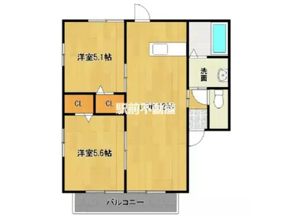 パストラルハイムみやまB(2LDK/2階)の間取り写真