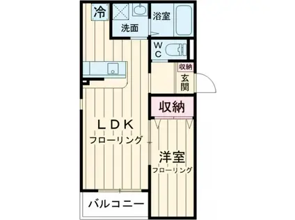 メゾン・ド・グレース(1LDK/2階)の間取り写真