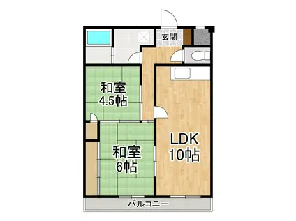 エクセルメゾン南志賀(2LDK/2階)の間取り写真