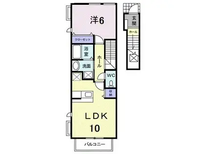 レジデンス手城(1LDK/2階)の間取り写真